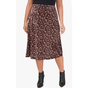 CECE Black Floral Sz Small Soft Stretchy Velvet WHISTFUL DAYDREAM A-Line Skirt